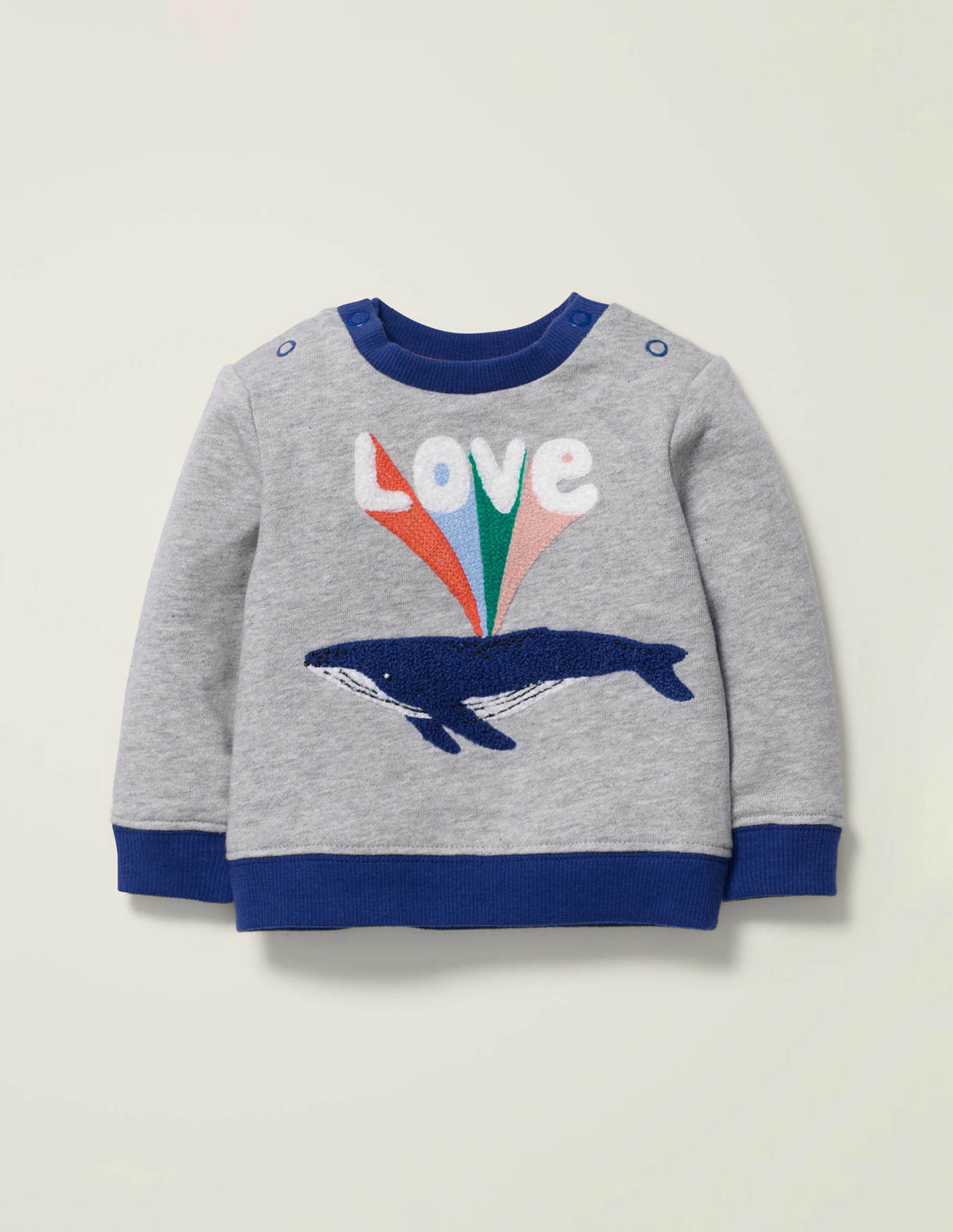 Cosy Slogan Sweatshirt - Grey Marl Whale
